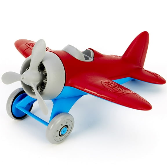 Green Toys: Airplane - Red - Toy Vehicle, Spinning Propeller, Rounded Wings, Recycled Material, Flying High Aviation Pretend Play, Kids & Toddlers 1