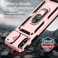 thumbnail image 5 of for iPhone X / iPhone Xs Case with Camera Lens Cover HD Screen Protector,  Grade Drop Protection  Ring Holder Kickstand Protective Phone Case for iPhone X / Xs 5.8 inch (Rose Gold), 5 of 17