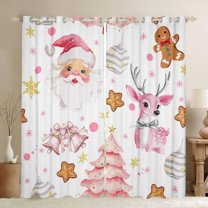 jejeloiu Cute Christmas Reindeer Sweet Stars Cookie Pink Xmas Tree Blackout Curtains, Pack of 2 (42x63 Each), Microfiber Girls Bedroom Decor