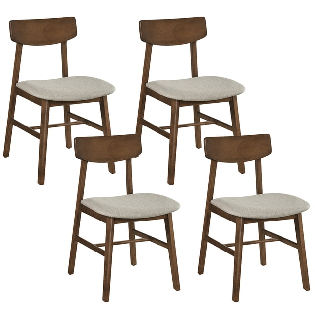Gymax 4PCS Dining Chairs w/Curved Backrest Linen Fabric Upholstered Seat for Kitchen