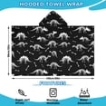 thumbnail image 2 of Black Cartoon Dinosaurs Skeletons Bones Pattern Hooded Bath Towel，60"x35" for Ages 3 To 12 Kids, Quick Dry Lightweight Soft Microfiber Hood Beach Towel Cover Up for Kids, 2 of 7