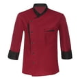 thumbnail image 3 of YONGHS Men Women Chef Jacket Long Sleeve Restaurant Hotel Work Clothes Kitchen Cooking Uniform Burgundy XXL, 3 of 7