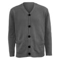 thumbnail image 5 of WTXUE Sweaters Long Sleeve, V-Neck Cardigan for Men Mens Button Solid V Neck Slim Warm Sweater Coat Knit Tops Solid | Officewear for Men Dark Gray L, 5 of 6