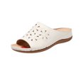 thumbnail image 1 of Wolfast Rhinestone Women's Carved Fish Mouth Thick Bottom Wedge Slippers,White, 1 of 4
