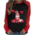 thumbnail image 1 of T-Shirts Joyeuse Saint-Valentin pour Femmes Imprimé Cœur Tunique Manches Longues Col Rond Pull Cadeaux pour Femmes, 1 of 6
