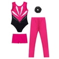 thumbnail image 5 of Zaldita Kids Girls Gymnastics Leotards Sparkly Ballet with Tumbling Shorts Yoga Leggings and Hairband Hot Pink 16, 5 of 7