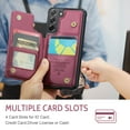thumbnail image 6 of for Samsung Galaxy S21 FE Premium PU Leather Back Case, Multiple Card Slots Design, Double Magnetic Clasp Study Kickstand RFID Blocking Classic Phone Cover for Samsung Galaxy S21 FE, Winered, 6 of 9