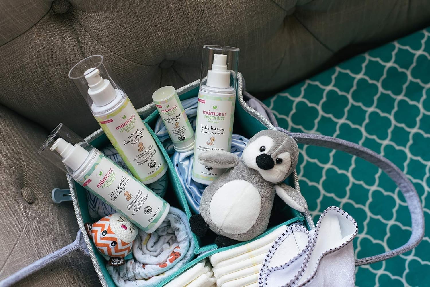 Mambino Organics Baby Arrival Essential Care Gift Set – All Natural 4pc Set with Newborn Must Have - Gift for New Moms