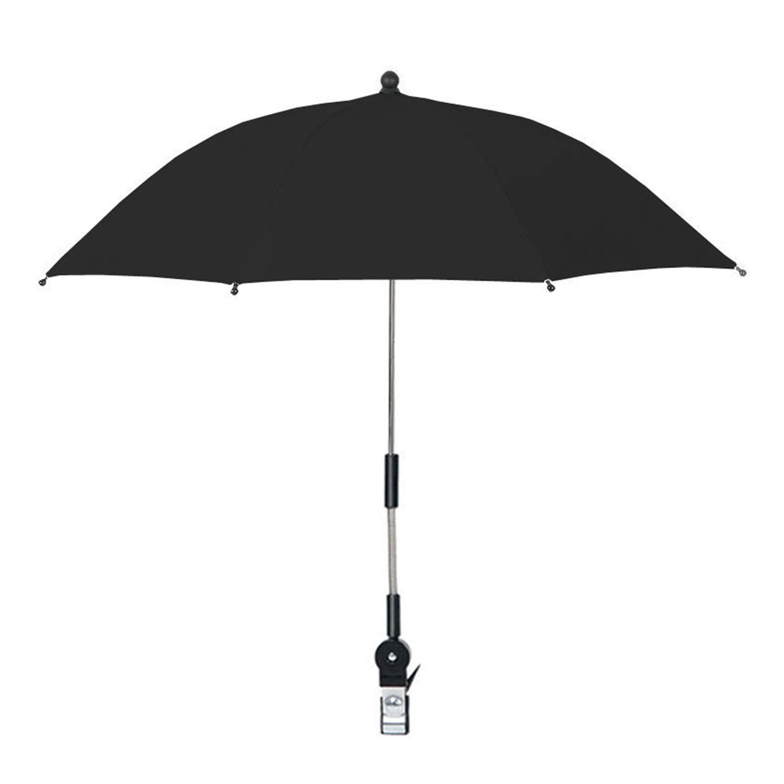 Adjustable Clip-On Stroller Umbrella – 27.1 Inch UV Protection Beach Chair Sun Shade, 360° Rotation, Rainproof, for Baby Pram, Terrace & Grandstand