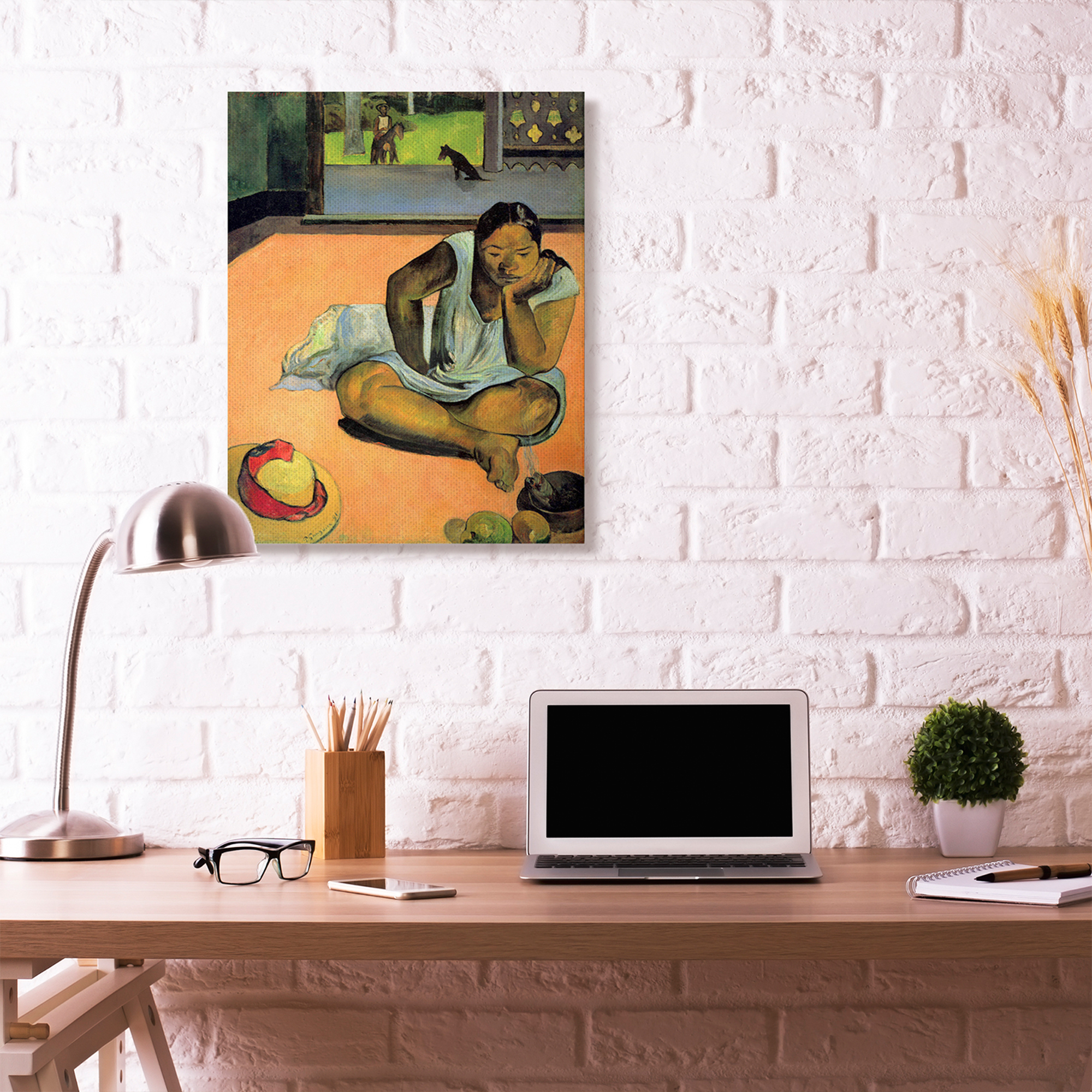 Stupell Home Décor Waiting Native Figures Classic Painting Canvas Wall Art by Paul Gauguin