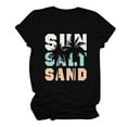 thumbnail image 2 of Sakmal Beach Tee Crew Neck Short Sleeve Hawaiian Tropical Shirts Black Going Out Tops for Women, 2 of 5