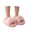 thumbnail image 3 of Kids Fluffy Slide Sandals Wide Fuzzy Strap Slippers Thick Platform Sole Comfortable Open Toe House Shoes Non Indoor Outdoor Footwear for Girls Boys, 3 of 5