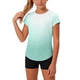 thumbnail image 2 of FRSASU Athletic Shirts for Girls Short Sleeve Active Sports T-Shirts Crewneck Quick Dry Gym Workout Summer Tee Mint Green, 2 of 9