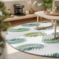 thumbnail image 3 of Large Round Rug 8Ft, Green Blue Palm Leaf Non-Slip Washable Circle Rugs Carpet, Summer Botanical Tropical Plants Indoor Outdoor Rug Floor Mats Throw Runner for Bedroom Living Room Bathroom, 3 of 8