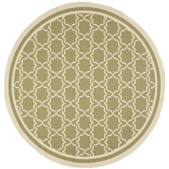SAFAVIEH Courtyard Allison Oriental Indoor/Outdoor Area Rug, Green/Beige, 7'10" x 7'10" Round