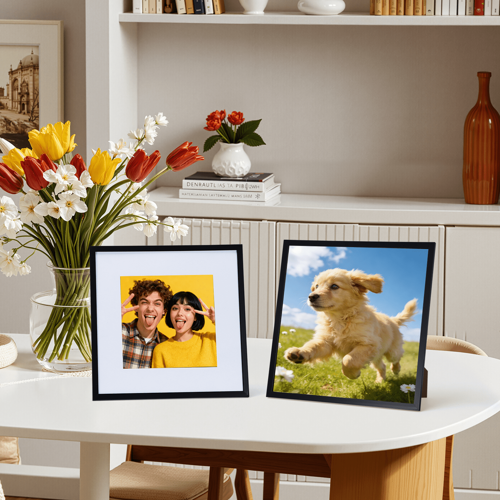 7 Pack 12x12 Picture Frame with 8x8 Openings, Black