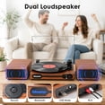 thumbnail image 3 of Udreamer Wireless Bluetooth Turntable, 3-Speed Vinyl Record Player with Dual-Split Speakers, Wood Finish & Clear Dust Cover,Lights Logo, 3 of 14