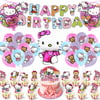 Hello Kitty Birthday Decorations, 67 Pcs Kitty Party Supplies Include Birthday Banner, Stickers, Cake Topper, Cupcake Toppers, Kitty Foil Balloons for Girls Party Favors