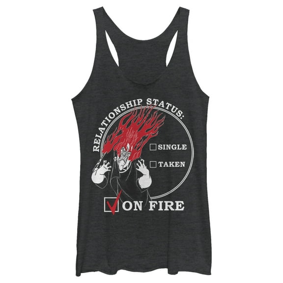 Women's Hercules Hades Valentine's Day Status, ON FIRE!  Racerback Tank Top Black Heather Medium