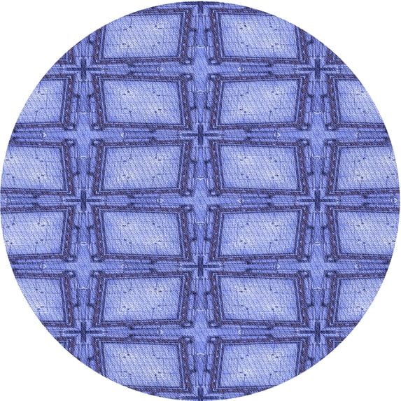 Ahgly Company Indoor Round Patterned Denim Blue Area Rugs, 7' Round