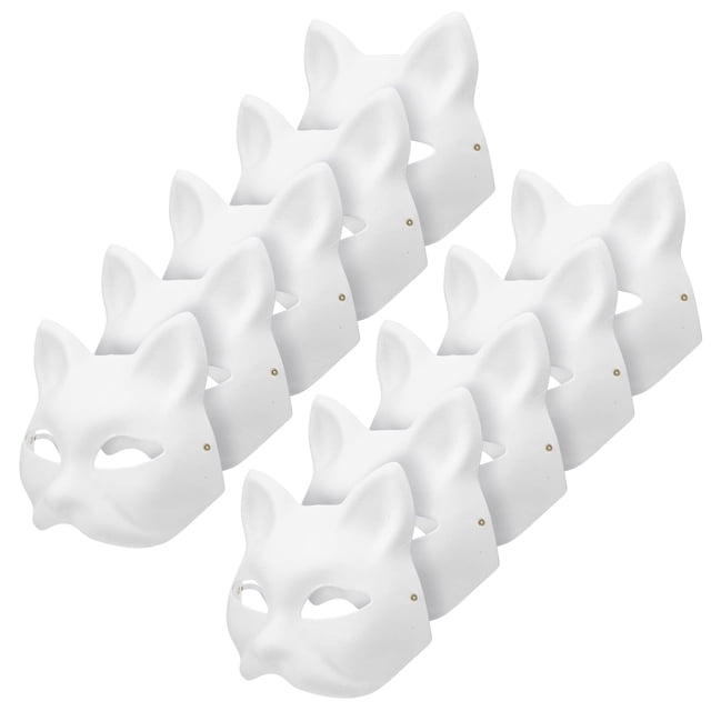 Máscara para gatos Apettoey Therian Masks, pintura blanca para bricolaje, 10 unidades