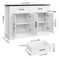 thumbnail image 4 of Homfa Farmhouse Kitchen Buffet Cabinet, 2 Large Drawers & 4 Doors Wood Sideboard Storage Cabinet for Living Room, Black+White, 4 of 7