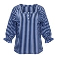 thumbnail image 5 of Guluxicc Women's Striped Shirts Scoop Neck Button Short Sleeve Basic Tops for Summer Casual Outfits, 5 of 8