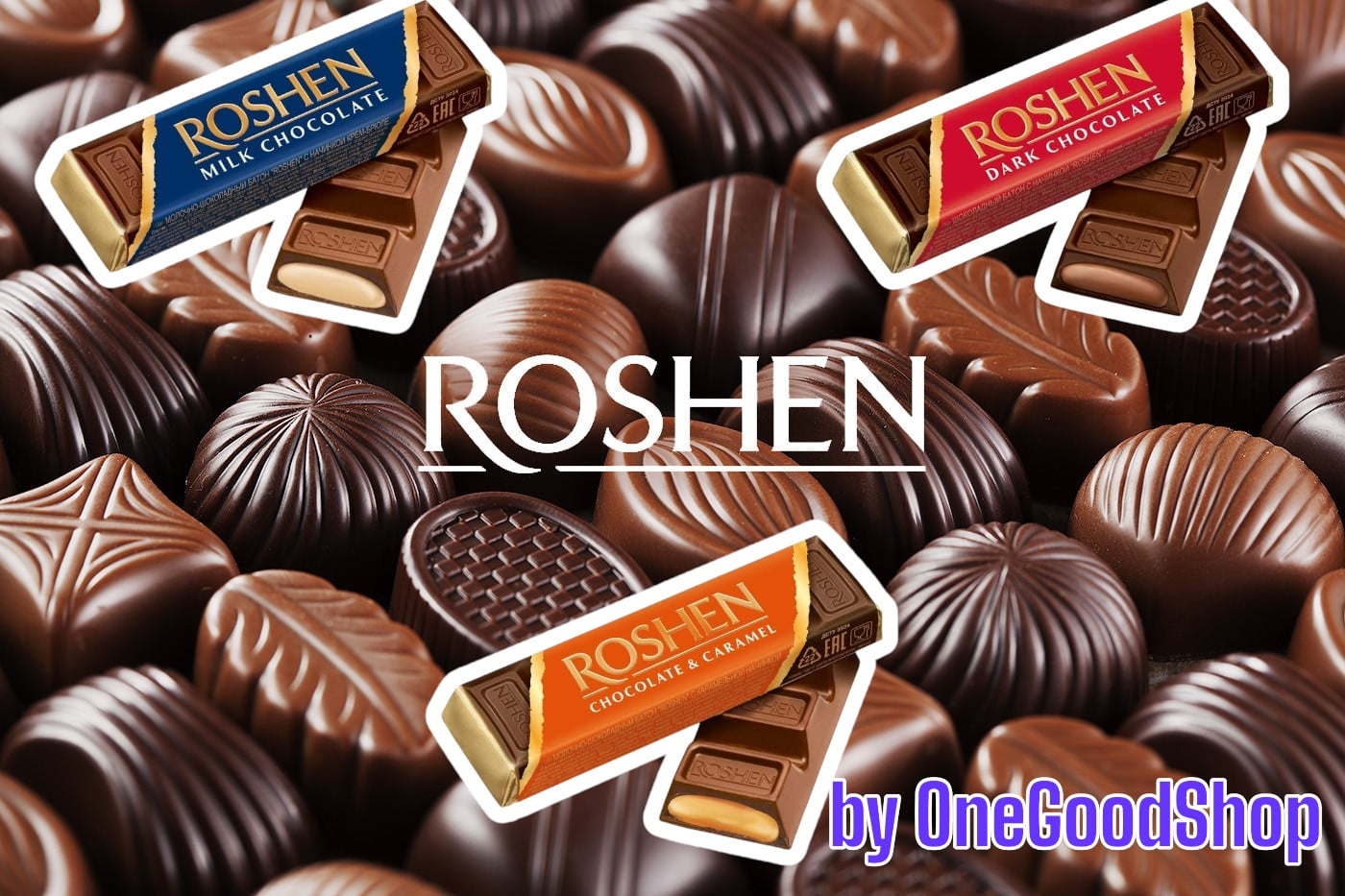 NEW Roshen Sweet Mix Chocolate Bar with Fondant Filling Pack of 15 (40 to 43 grams)each,  5 of each Flavor