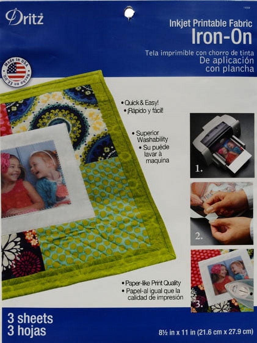 Dritz Inkjet Printable Iron-On Fabric, 3 Count