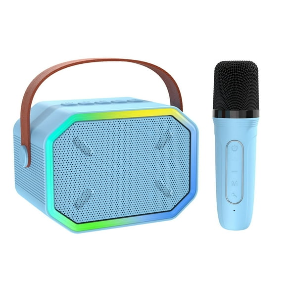 Wireless Microphone for Home Audio Karaoke Machine, Bluetooth 5.3 Rechargeable PA System Stage Subwoofer, Portable Microphone Speaker Bluetooth Speakers for Home Suitable for Home Use Blue