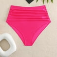 thumbnail image 4 of WHEANG Women High Waisted Bikini Bottoms Vintage Ruched Lightweight Swim Briefs Soft Stretch Tummy Control Retro Bathing Suit Bottoms for Beach Pool Summer Swimwear Hot Pink L, 4 of 5