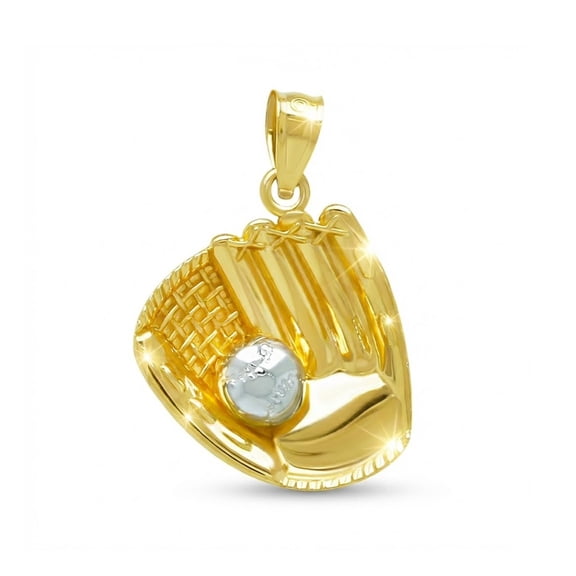 Charm America- Gold Baseball Glove Charm - 10 Karat Solid Gold - Great Gift For Baseball Fans