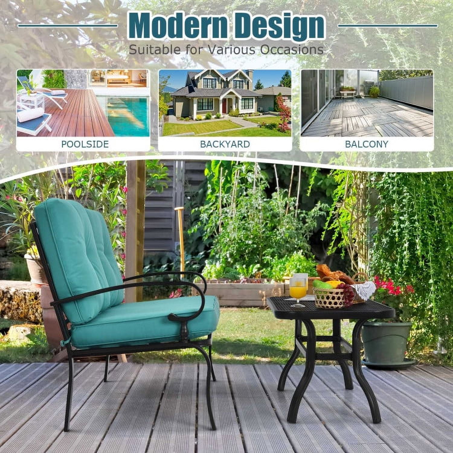 Aimee Lii 2 Pieces Outdoor Patio Furniture Set for Backyard and Poolside, Patio Conversation Sets, Turquoise
