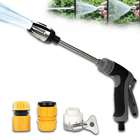 High pressure water gun, 2025 upgraded high pressure cleaner, three spray modes of 360 ° rotation, no adapter required, very suitable for terraces, windows, cars (1 * tools connectors)
