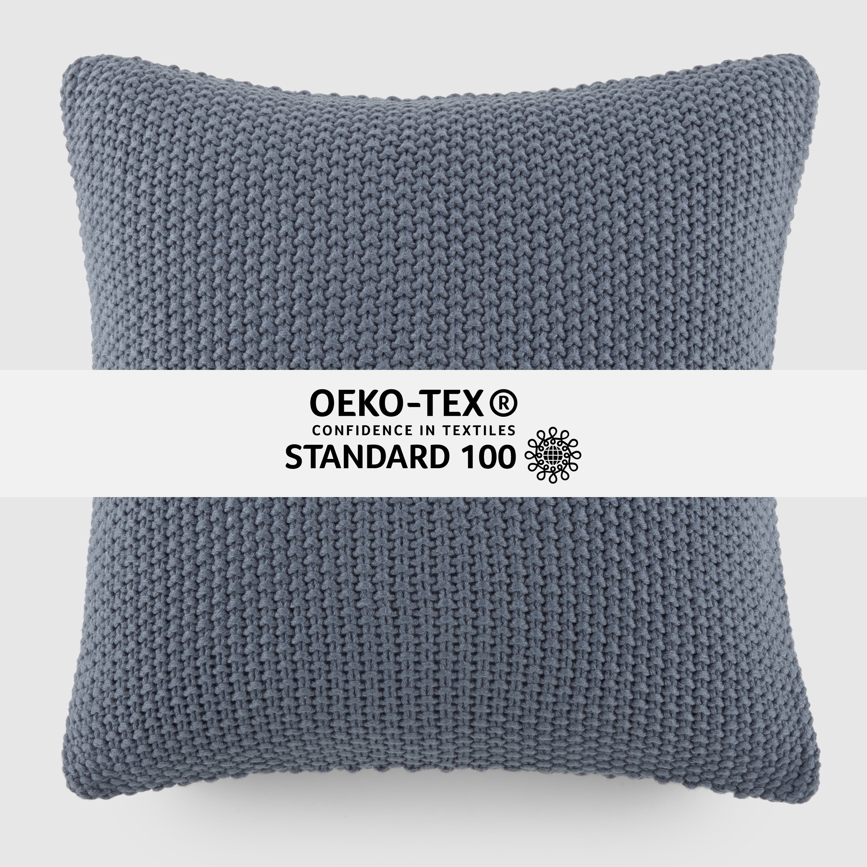 Noble Linens 2-Pack Seed Stitch Knit and Cotton Patterned Decor Throw Pillows - Stone