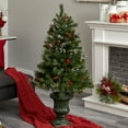 thumbnail image 5 of Nearly Natural 4 ft. Pre-lit Christmas Tree with Berries, Pine Cones & Urn - Clear Lights, 5 of 7