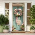 thumbnail image 2 of zhangmingg Easter Door Cover Decorative Scene with Ribbon and Florals for Seasonal Holiday Entryway Decorations, 2 of 7