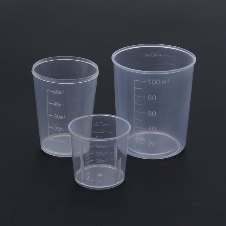 3Pieces 30 50 100ML Epoxy Resin Cups Plastic Graduated Cups Clear