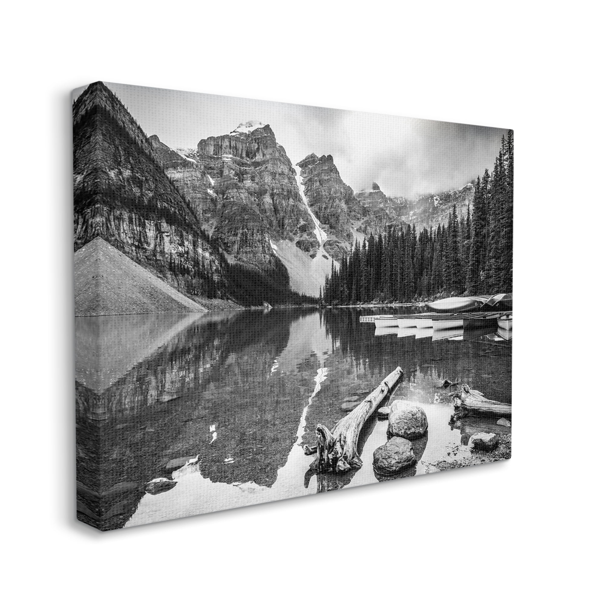 Stupell Industries Shallow Waters Mountain Range Landscape Docked Boats, 48 x 36, Design by Daniel Sproul