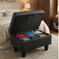 thumbnail image 5 of Classic Button-Tufted Black Faux Leather 28-Inch Rectangular Storage Ottoman for Entryway, Living Room & Bedroom, 1-Pack, 5 of 7
