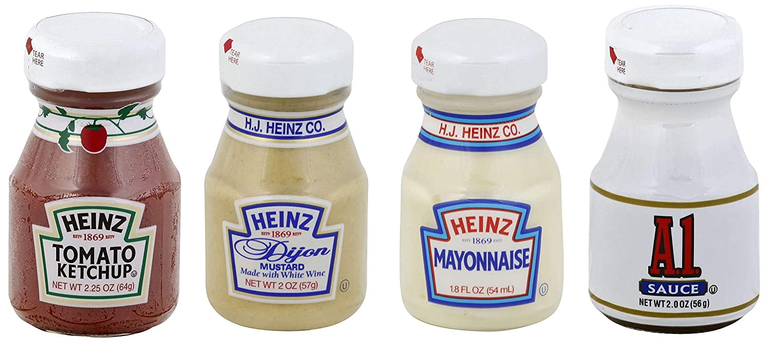 Kosher Travel Condiment Bundle of 4 Miniature Jars Heinz Ketchup 2.25