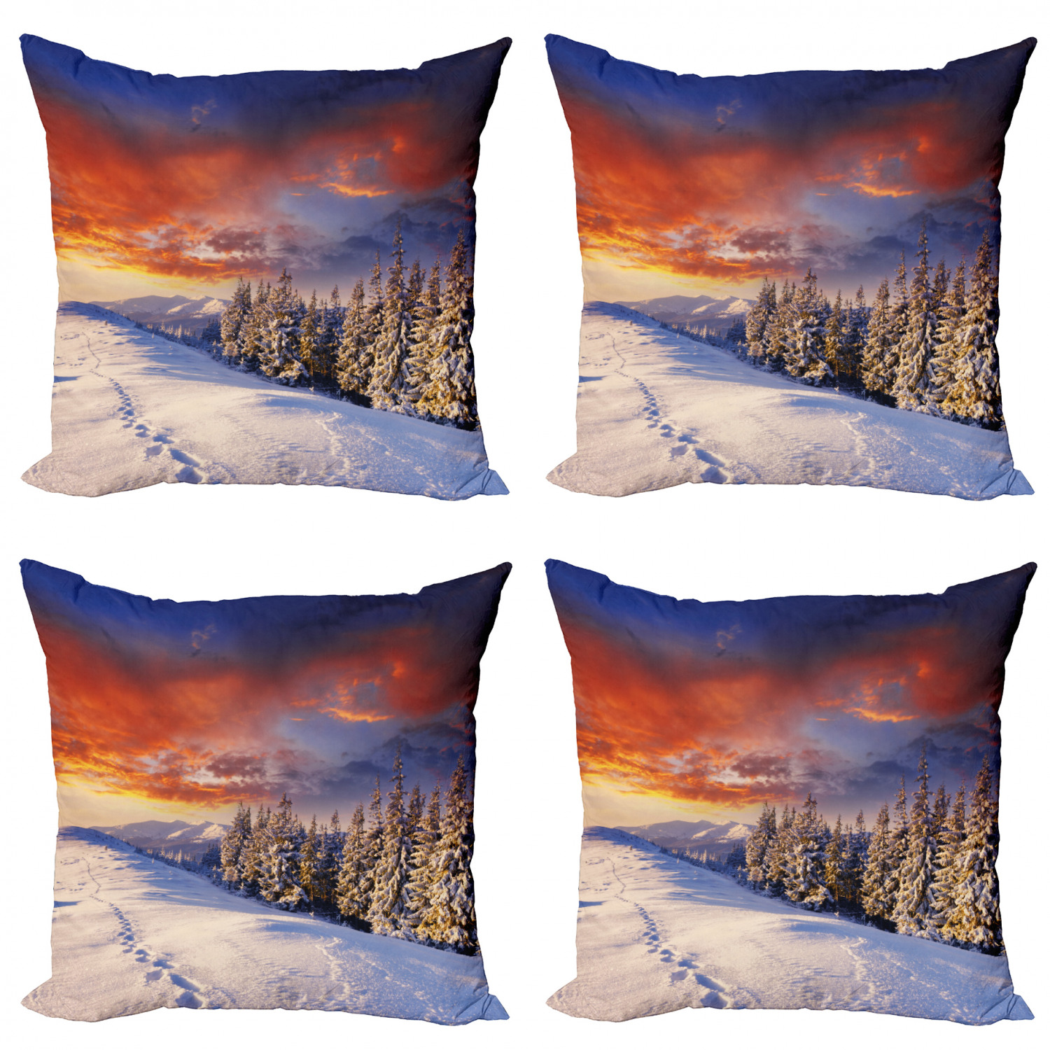 Winter Throw Pillow Cushion Case Pack of 4, Epic Cloudy Sky over