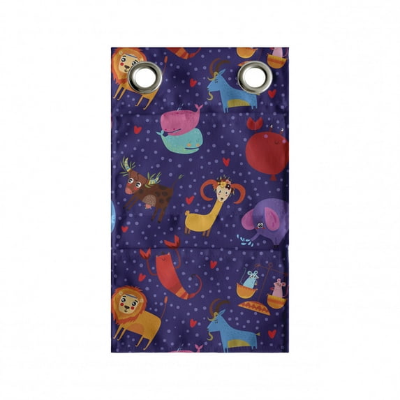 Animals Hanging Pocket Organizer, Zodiac Signs Taurus Carb Leon Pisces Fish Magic Themed Fantasy Elements, Printed Polyester Storage Bag with Pockets, 9" x 27", Multicolor