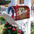 thumbnail image 4 of Cubierta de buzón de correo con diseño de feliz Navidad, corona navideña de invierno, cubierta de buzón de correo con cuadros rojos de búfalo, decoración para jardín, patio, casa de campo, cubierta, 4 of 8