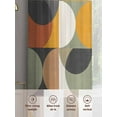 thumbnail image 5 of Mid-Century Modern Sheer Curtains 45 inches Long 2 Panels Set Abstract Geometric Semicircle Green Tiers Sheers Rod Pocket Small Window Short Curtains for Kitchen Cafe, Each 52" W x 45" L, 5 of 7