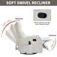 thumbnail image 6 of PAPROOS Rocker Recliner with Heat and Massage, Fabric 360°Swivel Rocker Recliner, Glider Rocking Chair for Nursery, Small Manual Recliner with Side Pocket for Home Theater Living Room, Beige, 6 of 10
