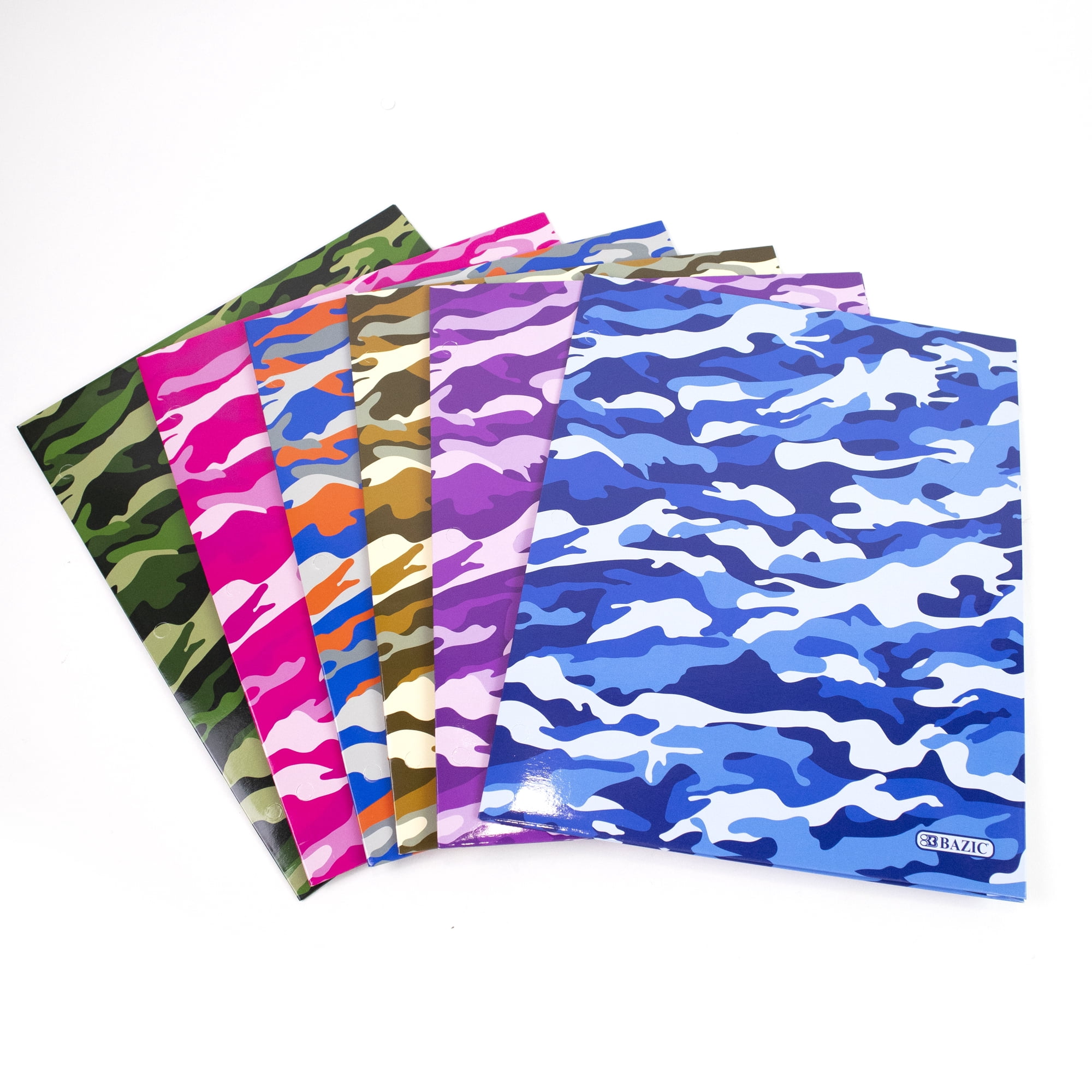 BAZIC 2 Pockets Paper Folder, Camouflage Portfolio, Document Folders, 6-Pack