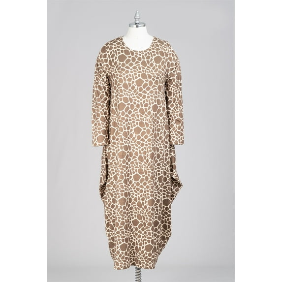 Women's Beautiful Prints Baggy Balloon Dress With Pockets & Sleeves - Oversized Fits Most Sizes