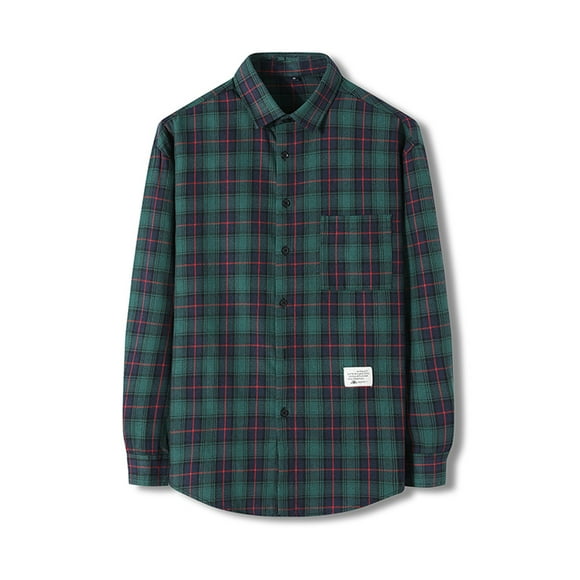 Gift For Men Men's All Cotton Flannel Shirt, Long Sleeve Casual Button Up Plaid Shirt, Brushed Soft Outdoor Shirts Keep Warm Outdoor Winter Coat,Mens Clothing,Men Shirts Clearance