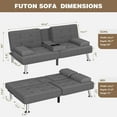 thumbnail image 3 of HDTFGB Futon Sofa Bed, Futon Couch with Removable Armrests, Adjustable Recliner Sleeper Sofa Bed with Dual Cup Holders for Living Room, Apartment, Office (Fabric, Dark Grey), 3 of 14